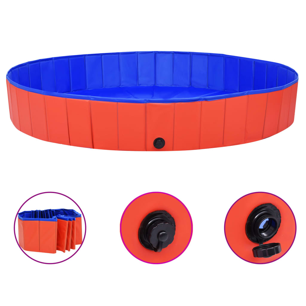 Dog Pool Foldable Red 200x30 cm PVC