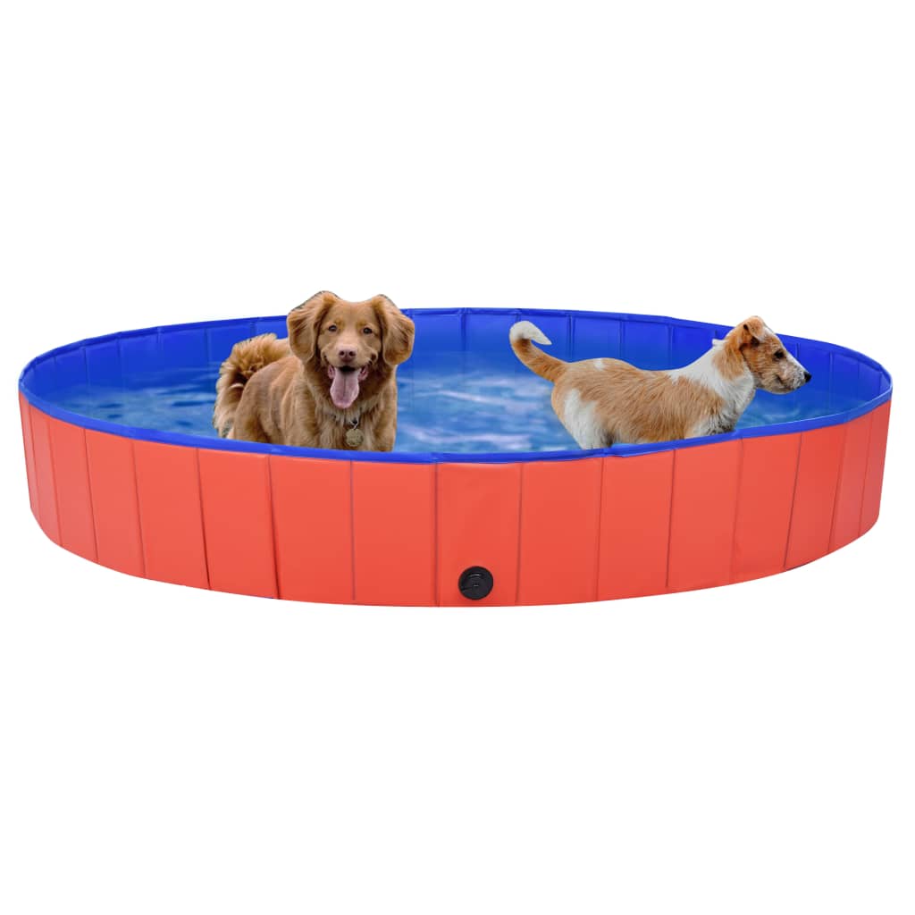 Dog Pool Foldable Red 200x30 cm PVC