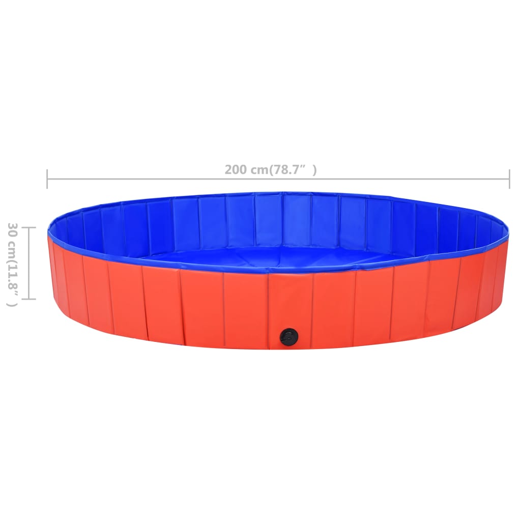 Dog Pool Foldable Red 200x30 cm PVC