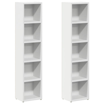 CD-Regale 2 Stk. Weiß 21x16x93,5 cm Holzwerkstoff