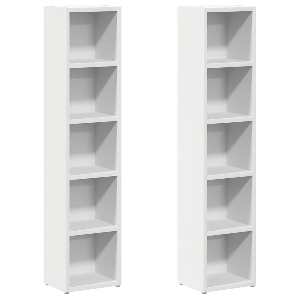 Étagères CD 2 pcs. Blanc 21x16x93,5 cm matériau bois