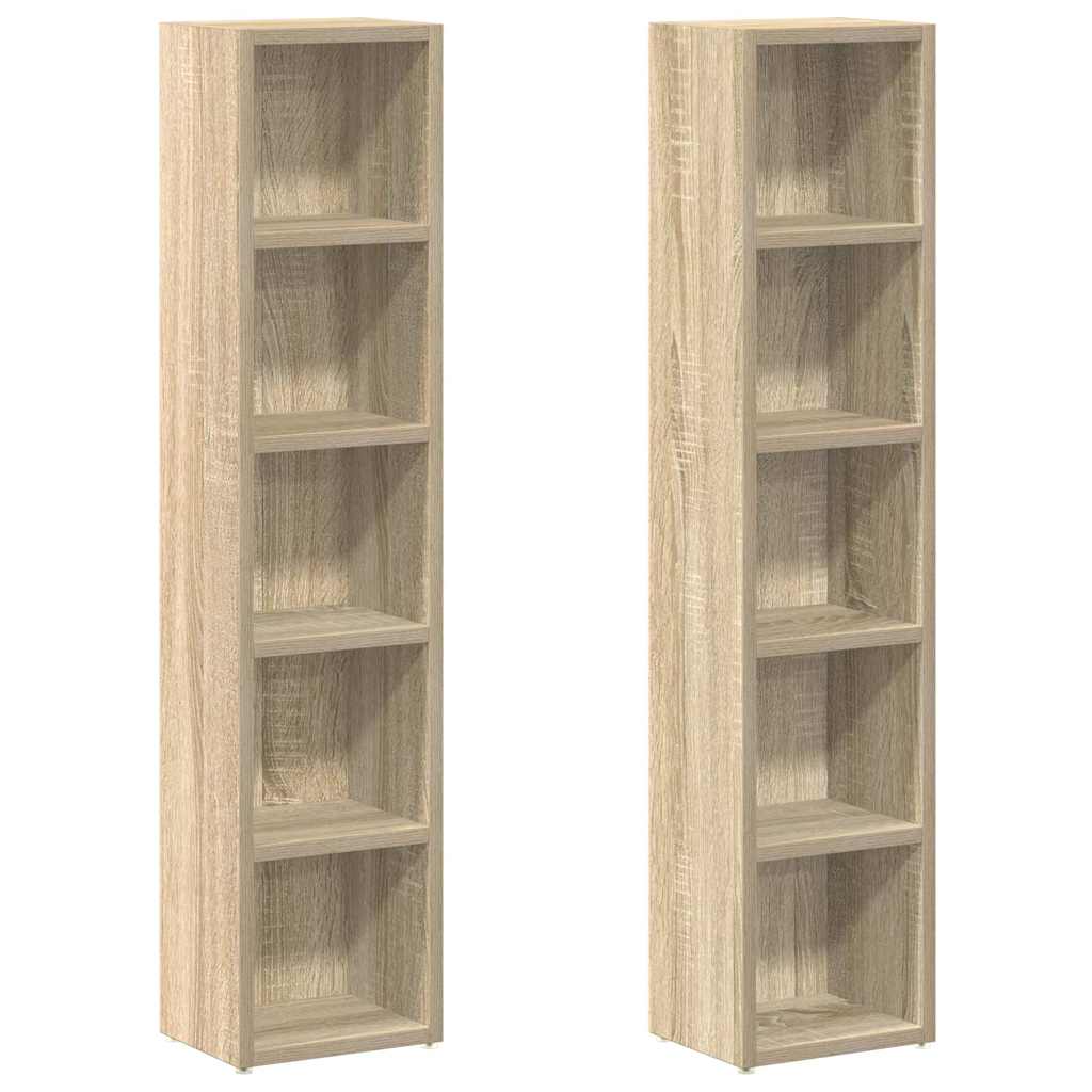 CD-Regale 2 Stk. Sonoma-Eiche 21x16x93,5 cm Holzwerkstoff
