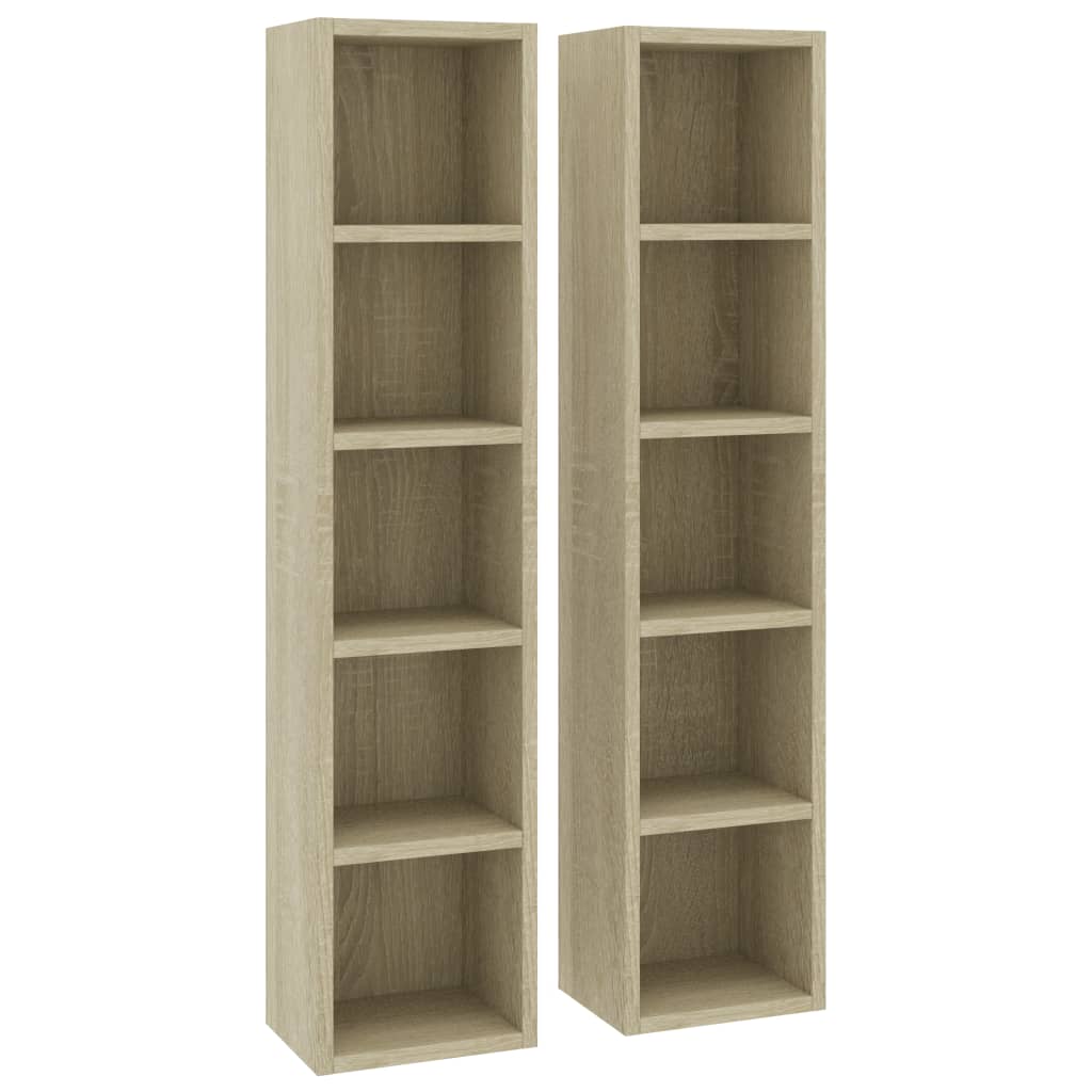 Étagères CD 2 pcs. Chêne Sonoma 21x16x93,5 cm matériau bois