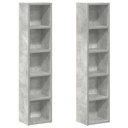 CD-Regale 2 Stk. Betongrau 21x16x93,5 cm Holzwerkstoff