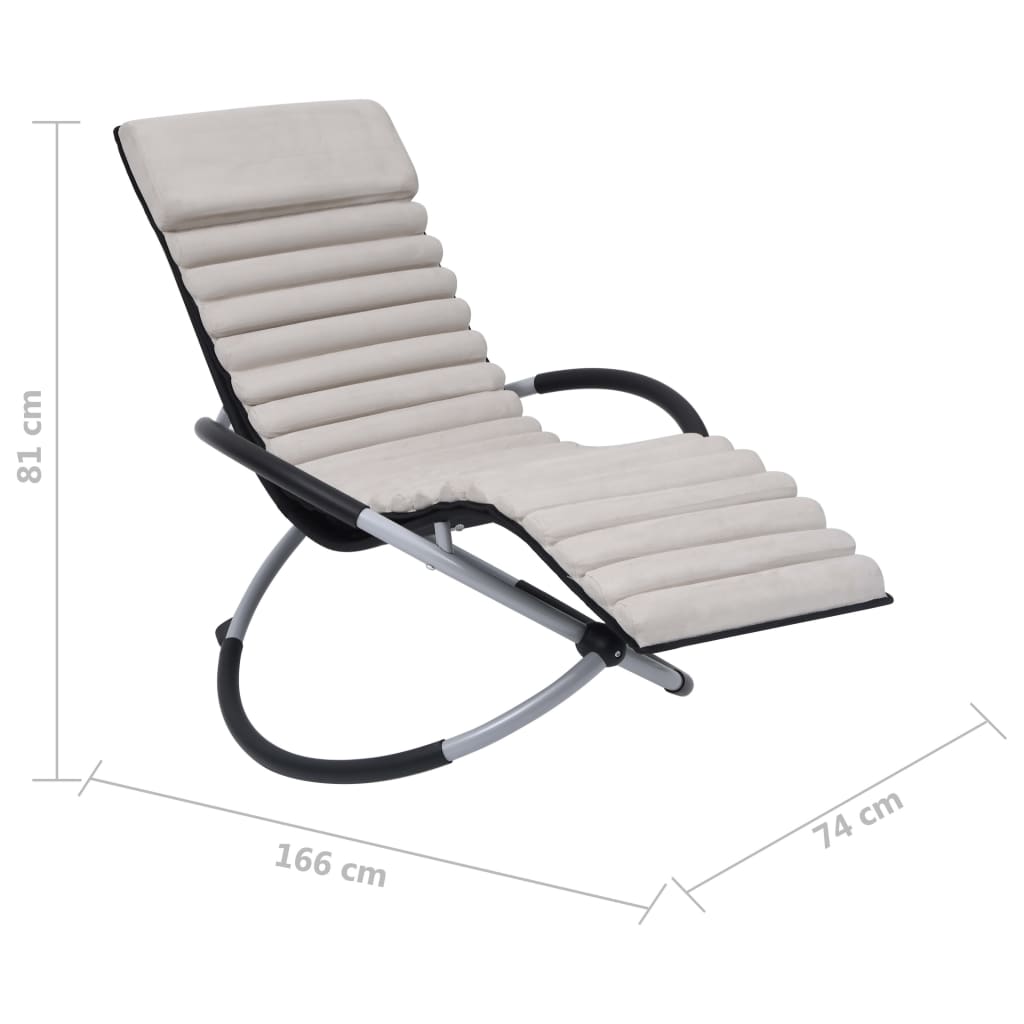 Sonnenliege mit Auflage Stahl Creme