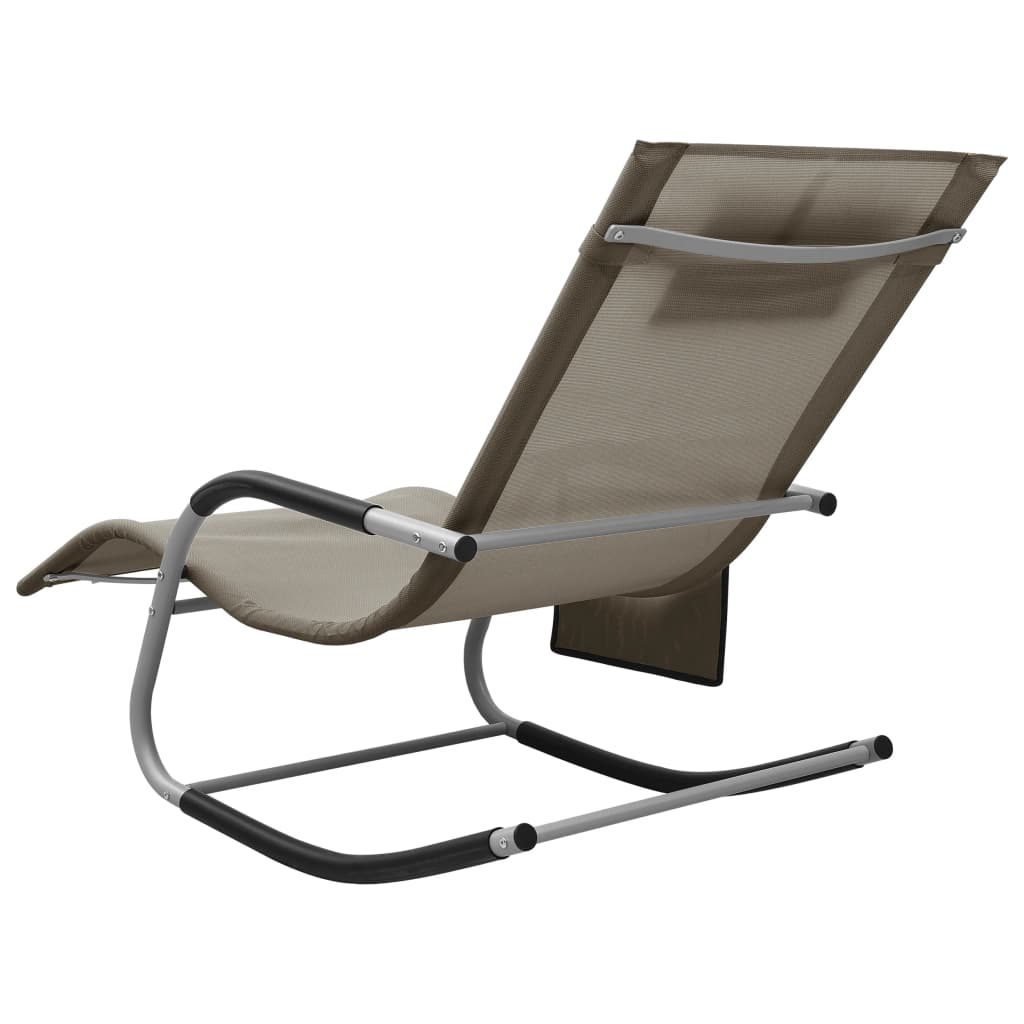 Chaise longue en textilène taupe et gris