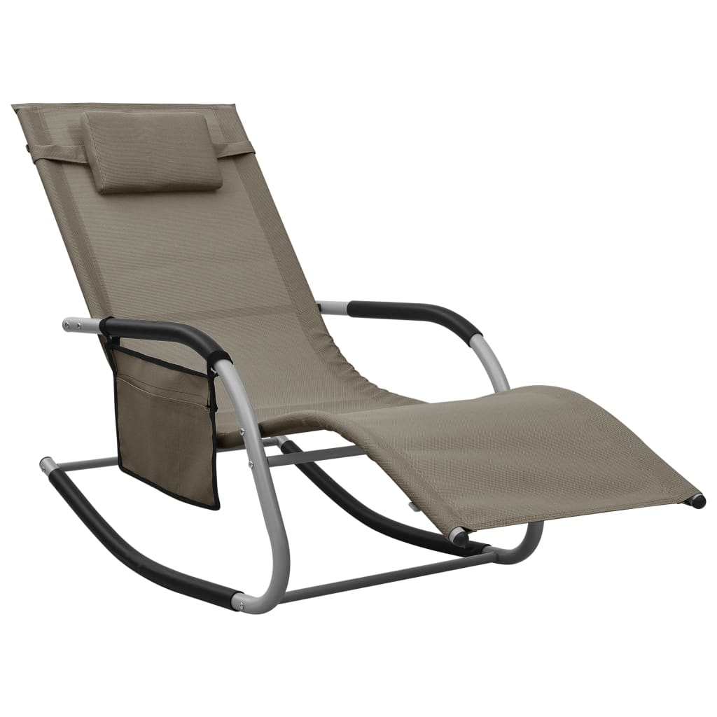 Sun loungers 2 pcs. Textilene taupe and grey