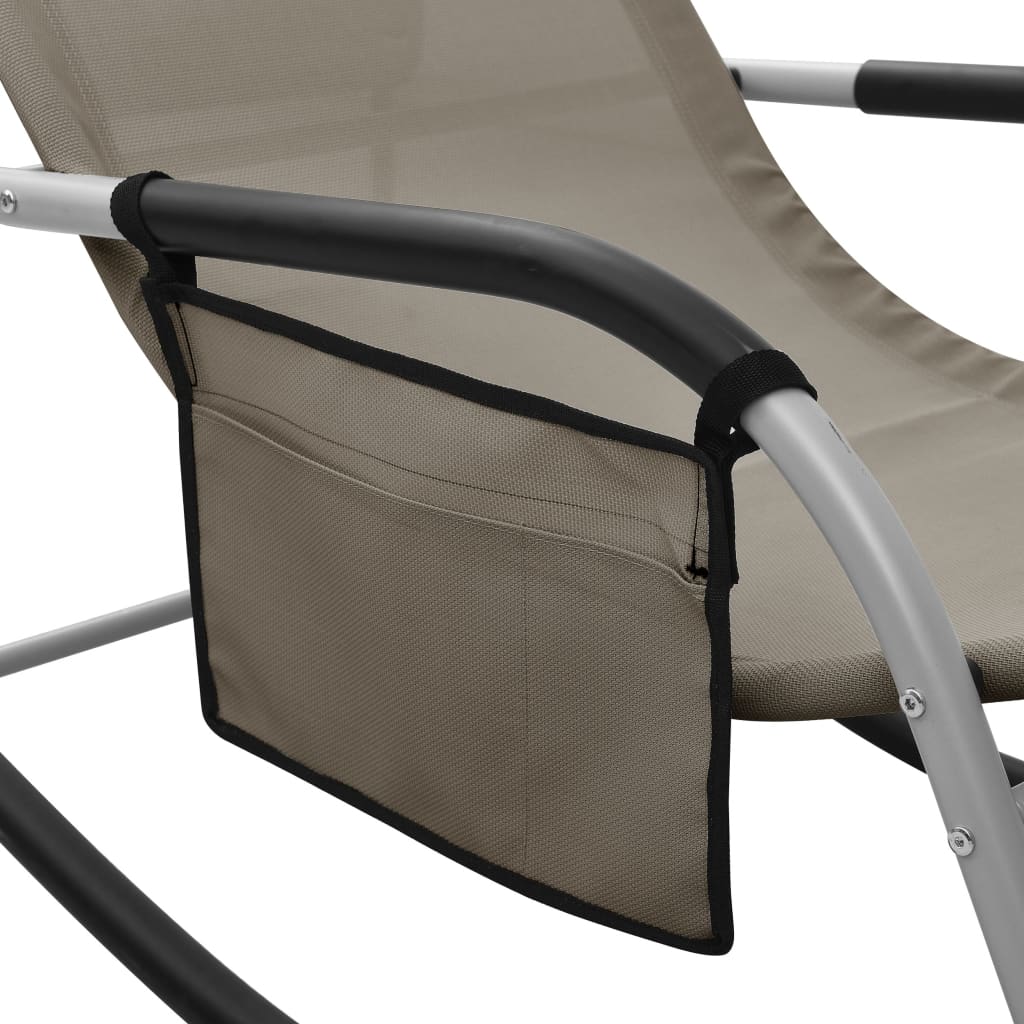 Sun loungers 2 pcs. Textilene taupe and grey