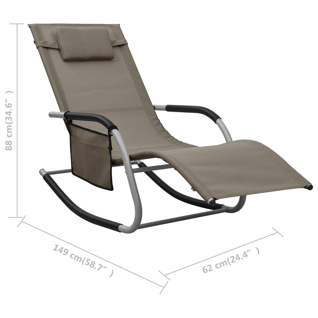 Sun loungers 2 pcs. Textilene taupe and grey