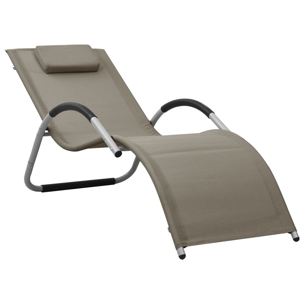 Chaise longue en textilène taupe et gris