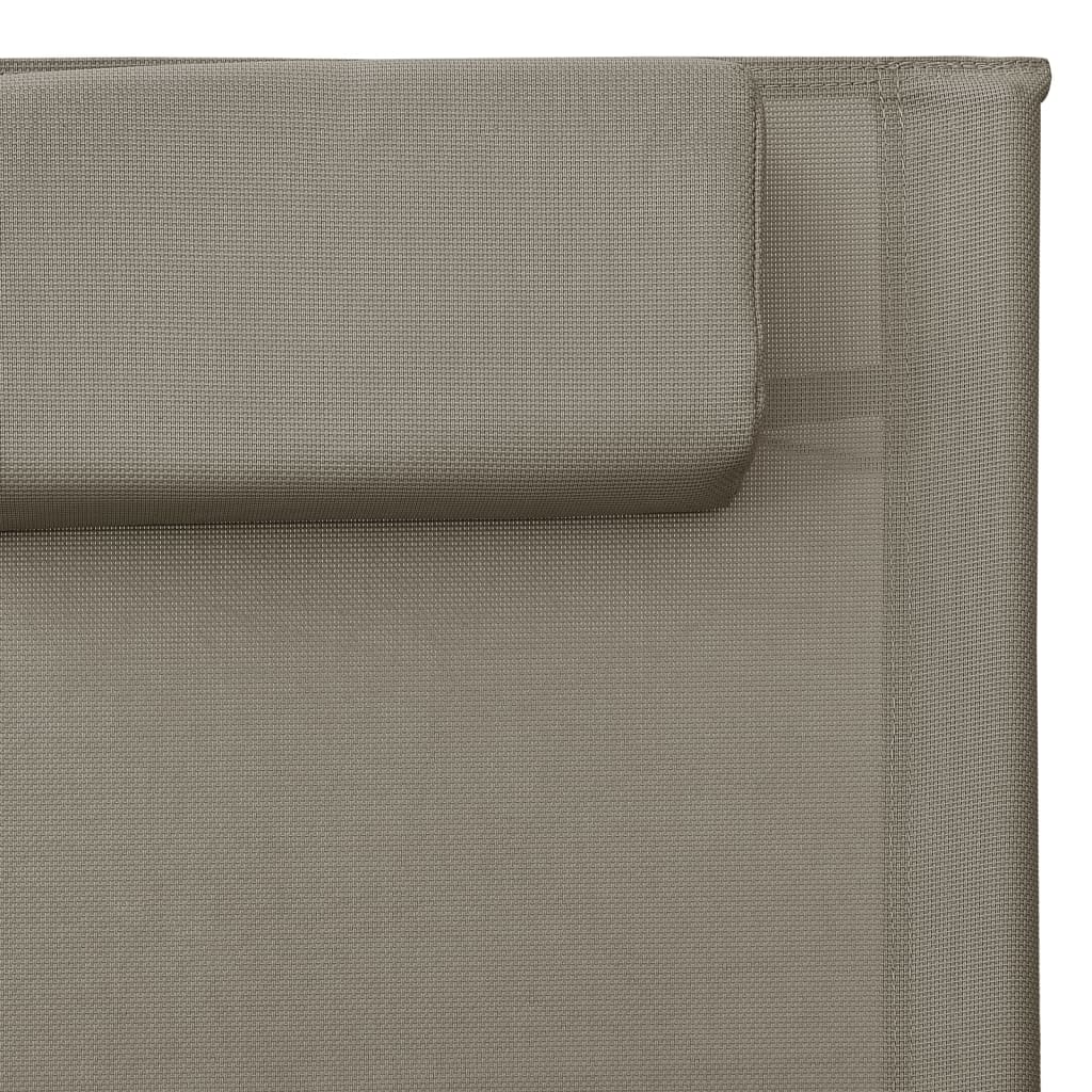 Chaise longue en textilène taupe et gris