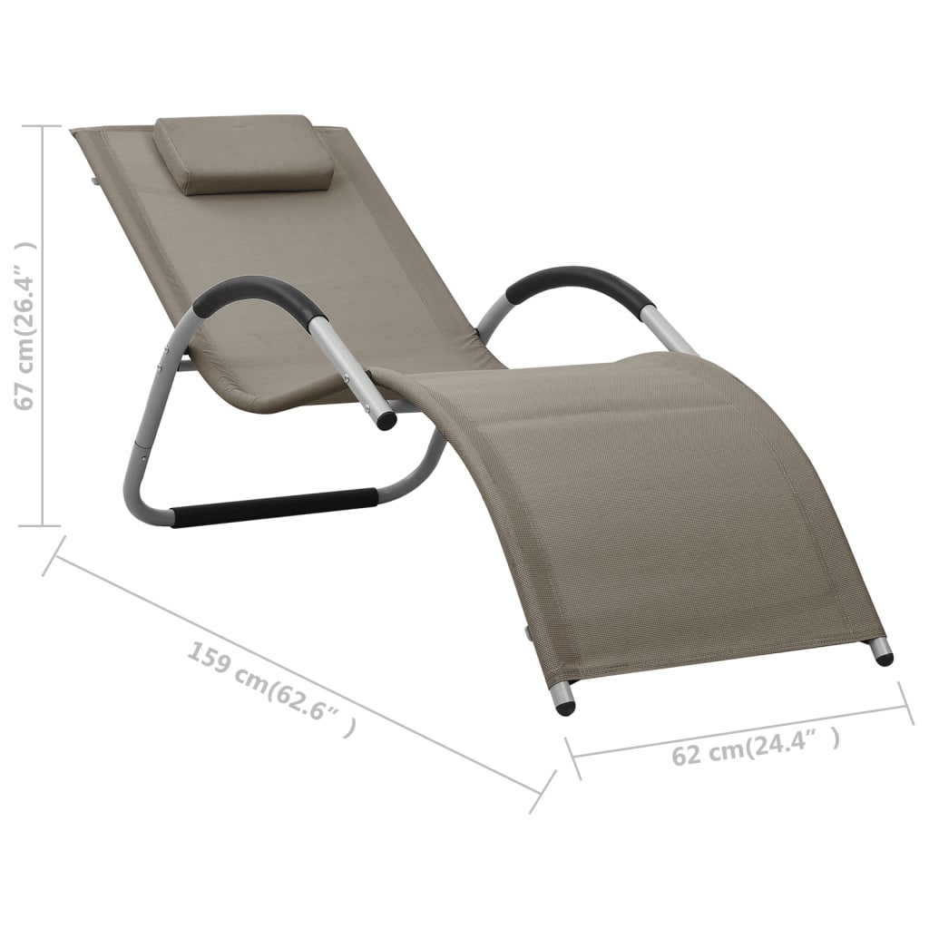 Chaise longue en textilène taupe et gris