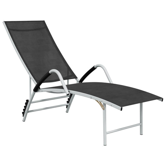 Bain de soleil en textilène et aluminium noir