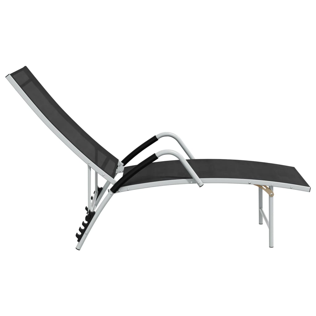 Bain de soleil en textilène et aluminium noir