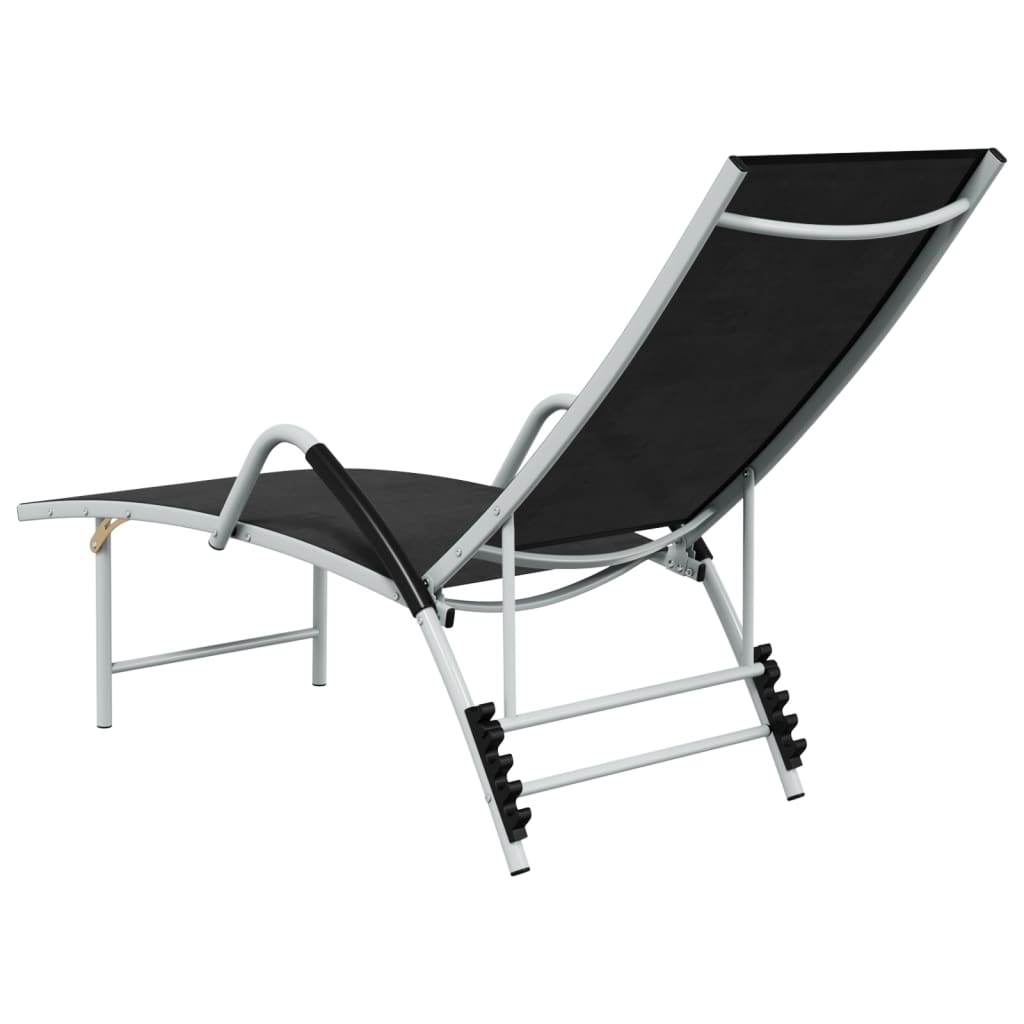 Bain de soleil en textilène et aluminium noir