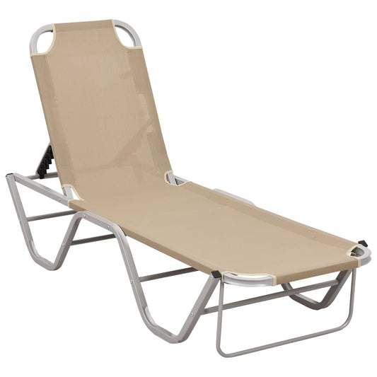 Sun lounger aluminum and textilene cream