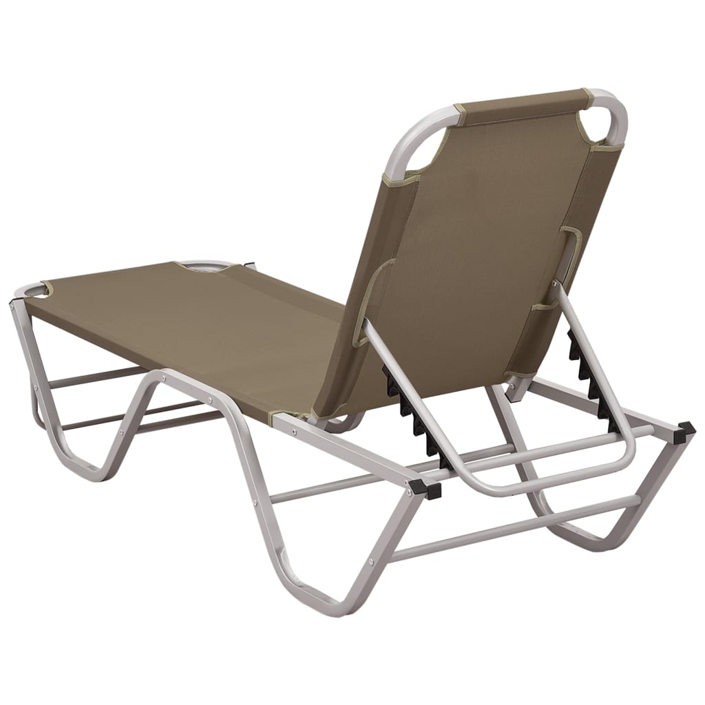 Sun lounger aluminum and textilene taupe