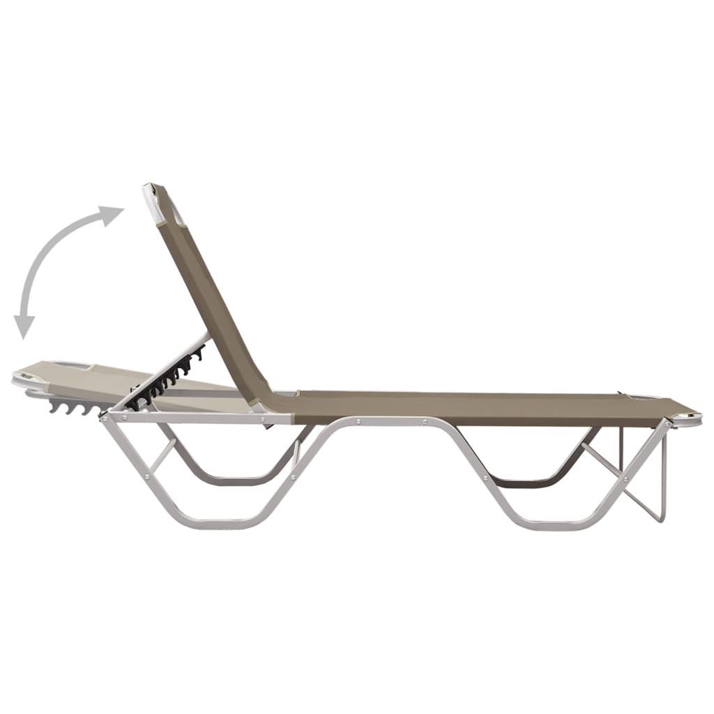 Sun lounger aluminum and textilene taupe