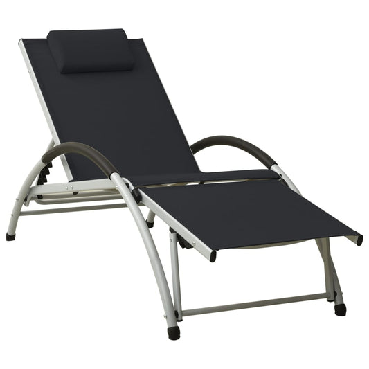 Chaise longue avec coussin Textilène Noir