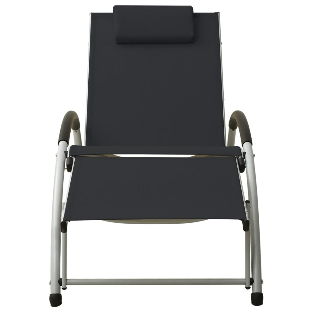 Chaise longue avec coussin Textilène Noir