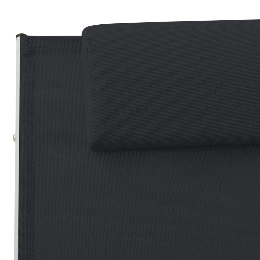 Chaise longue avec coussin Textilène Noir