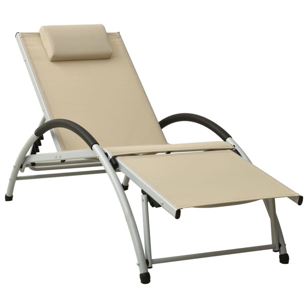 Chaise longue avec coussin Textilène Crème