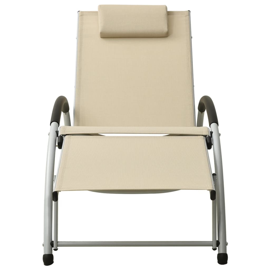 Chaise longue avec coussin Textilène Crème