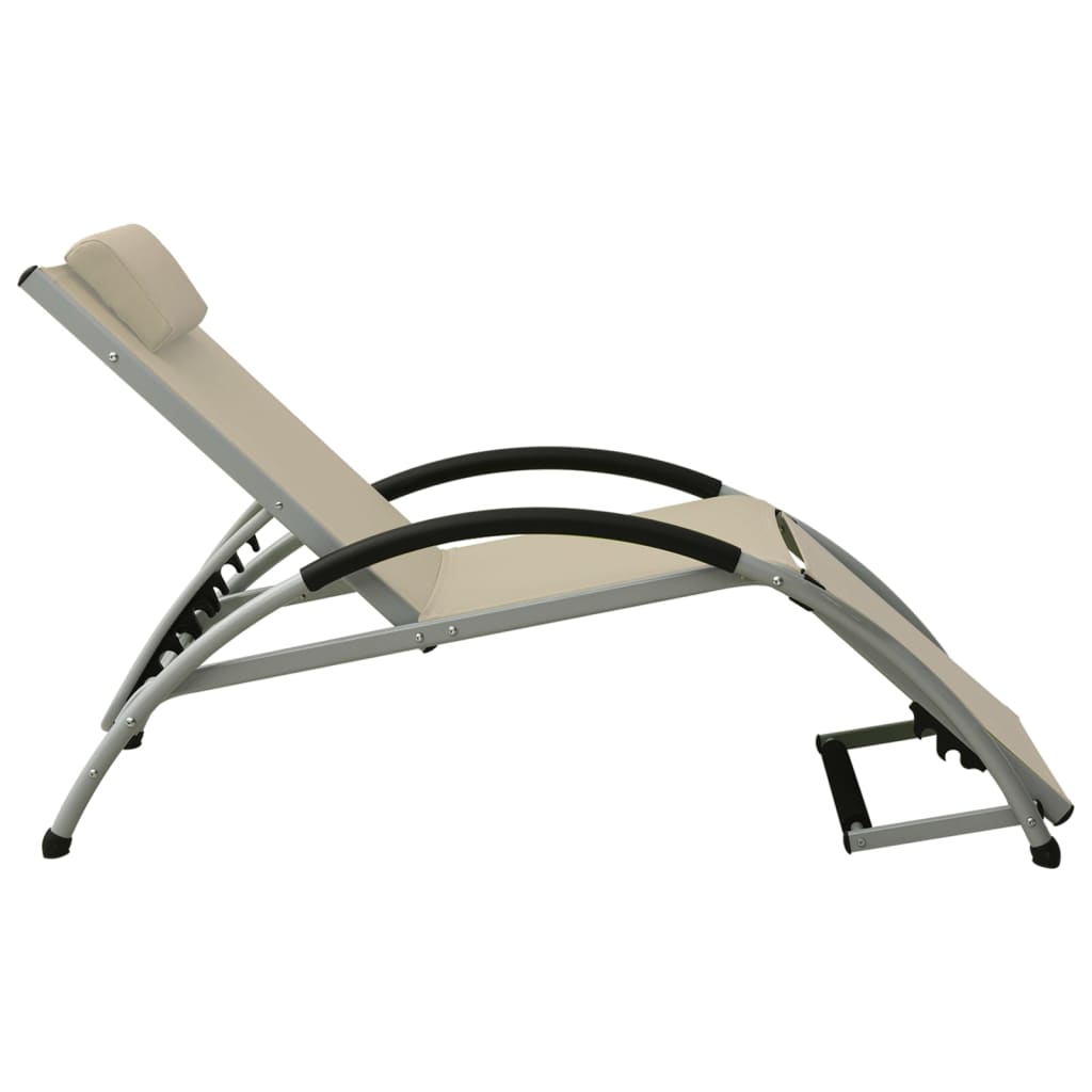 Chaise longue avec coussin Textilène Crème