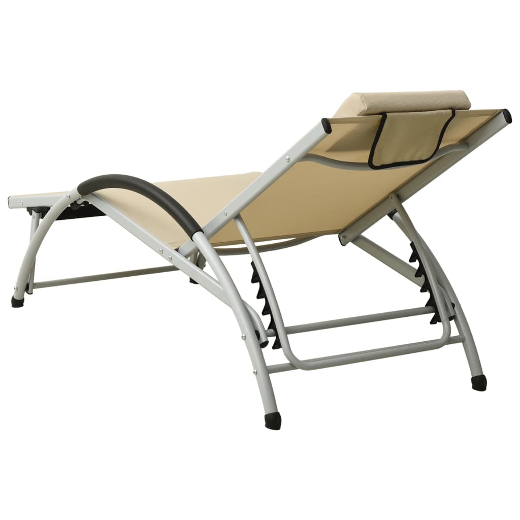 Chaise longue avec coussin Textilène Crème