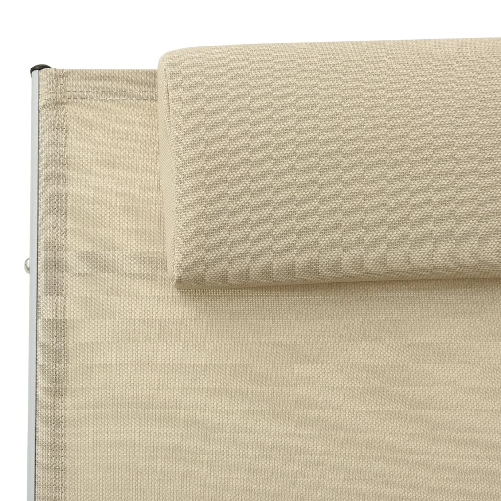 Chaise longue avec coussin Textilène Crème