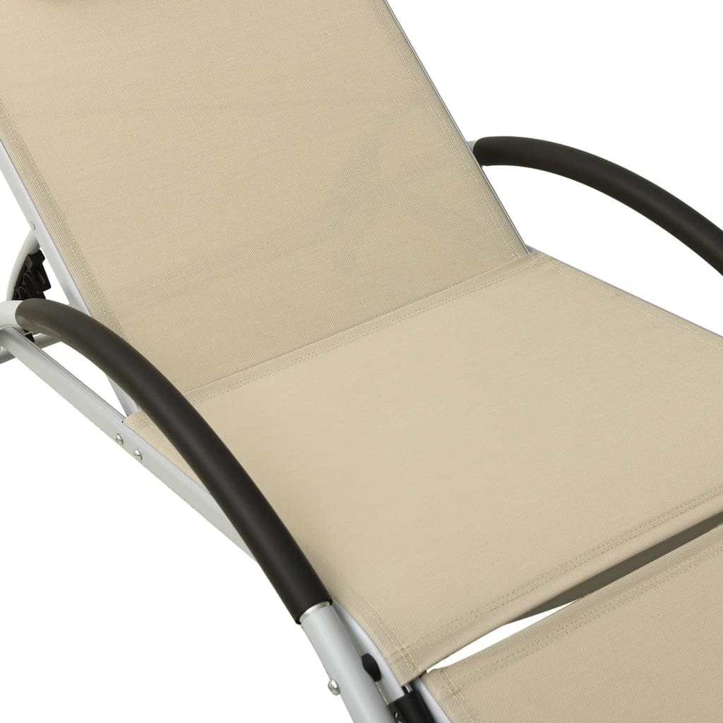 Chaise longue avec coussin Textilène Crème