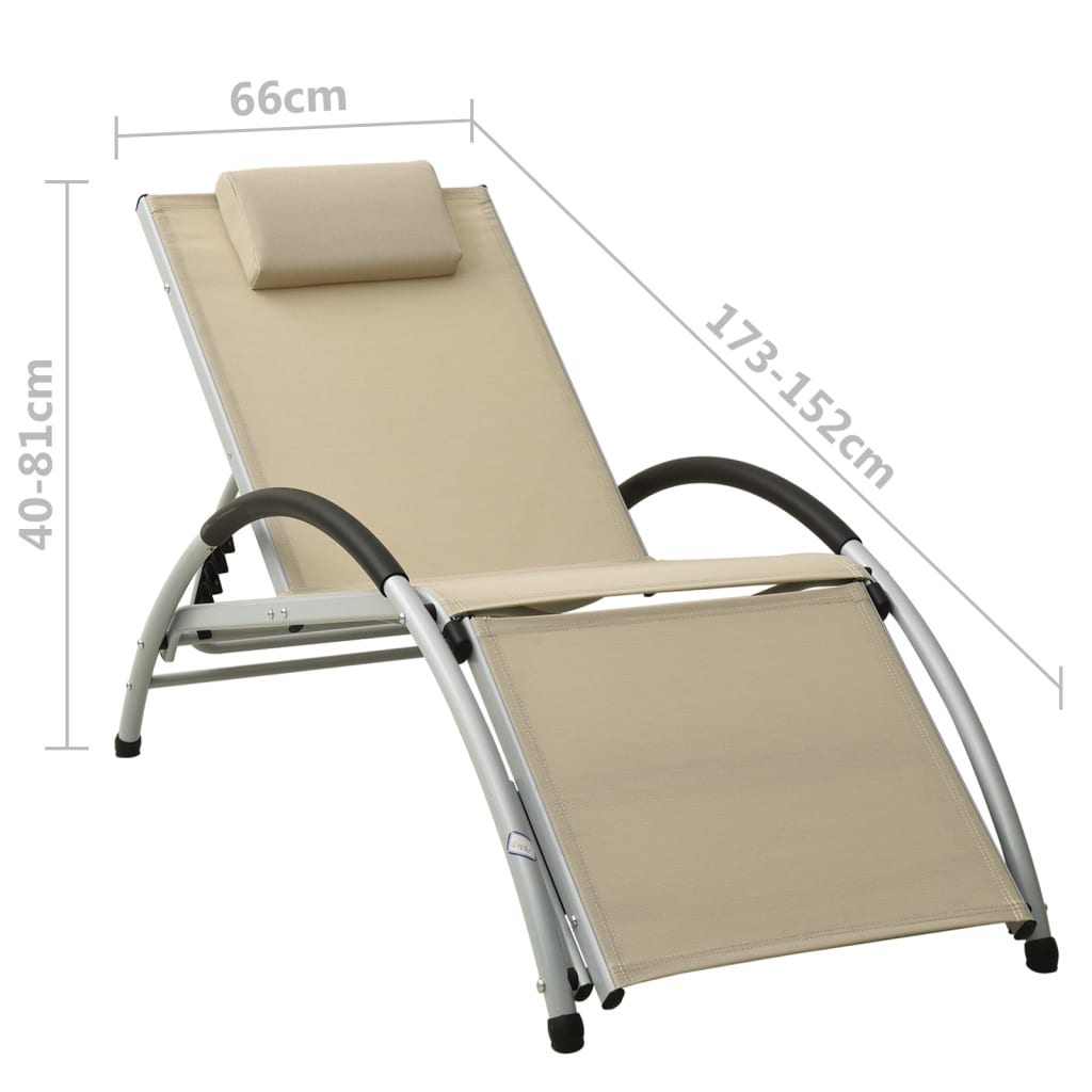 Chaise longue avec coussin Textilène Crème