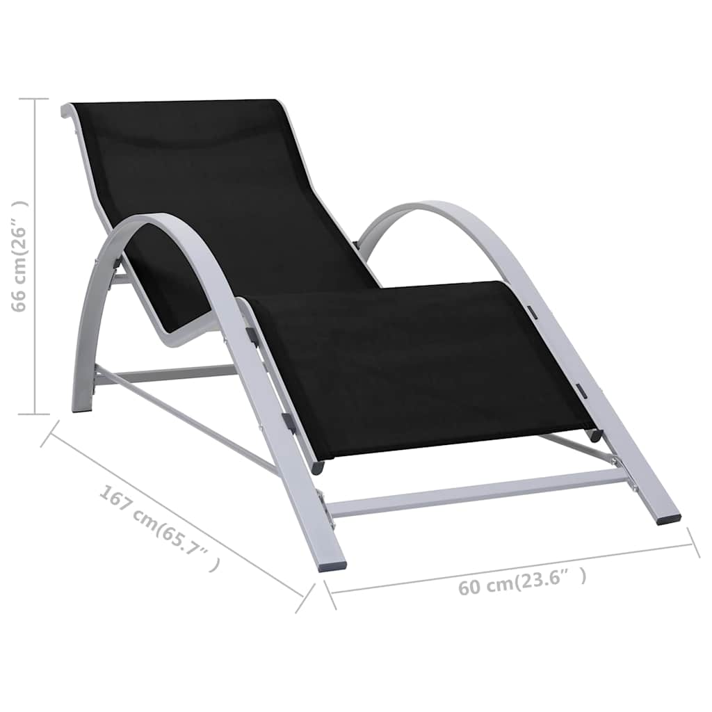 Sonnenliegen 2 Stk. mit Tisch Aluminium Schwarz