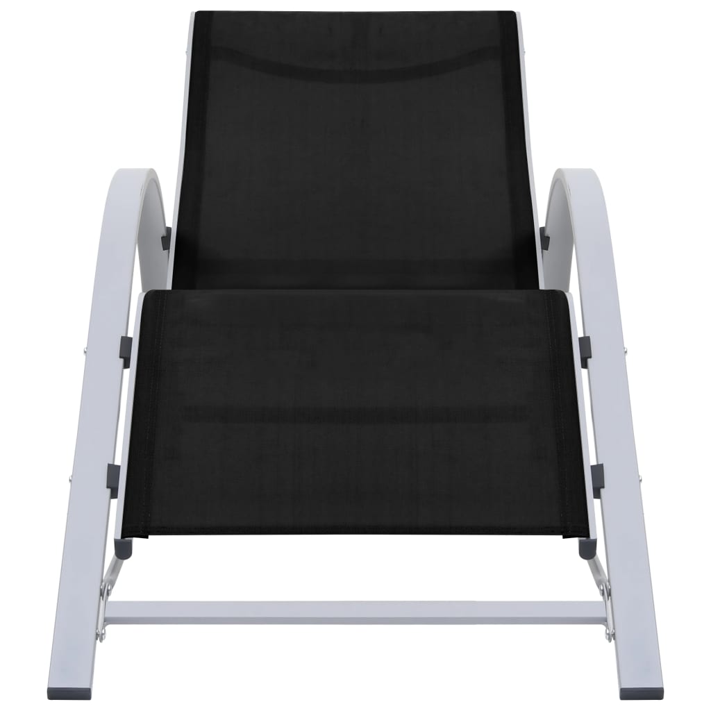 Chaises longues 2 pièces avec table en aluminium noir