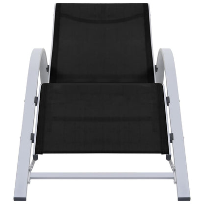 Sonnenliegen 2 Stk. mit Tisch Aluminium Schwarz
