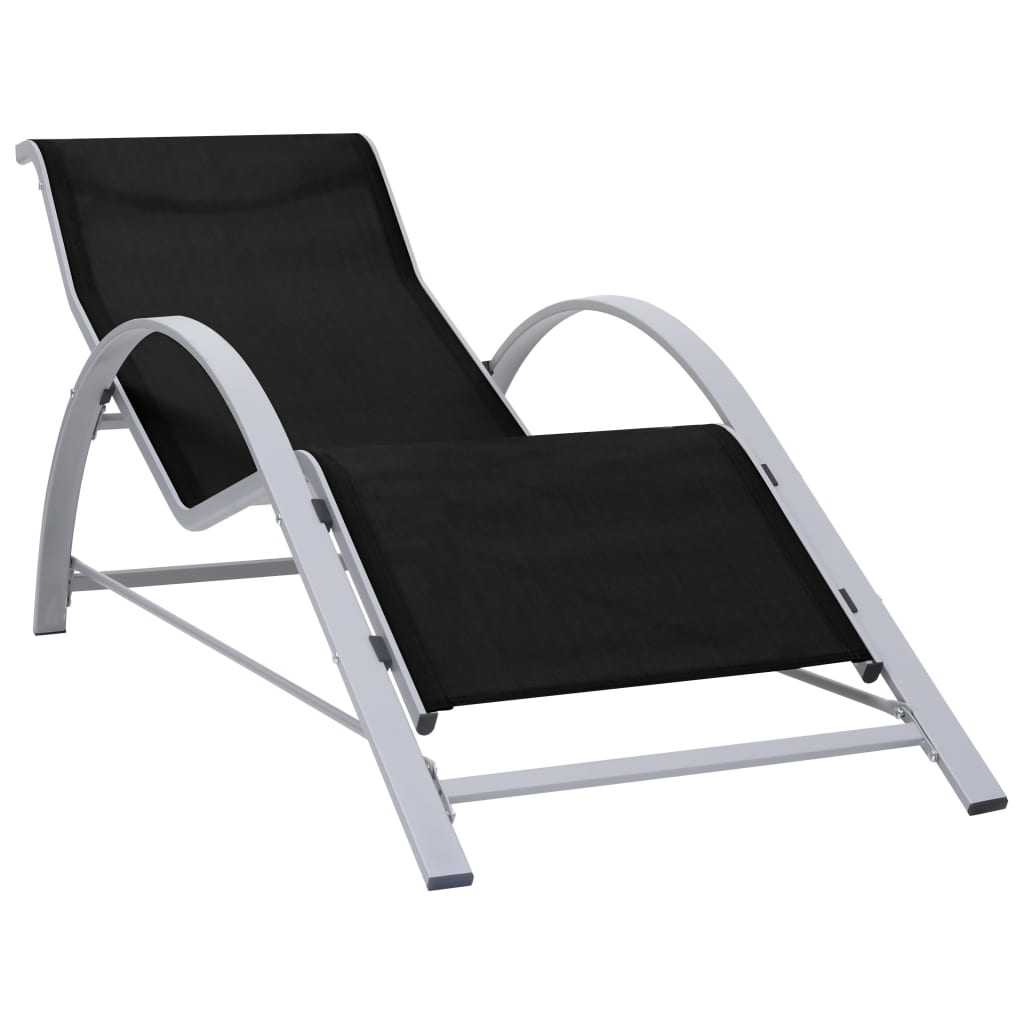 Chaises longues 2 pièces avec table en aluminium noir
