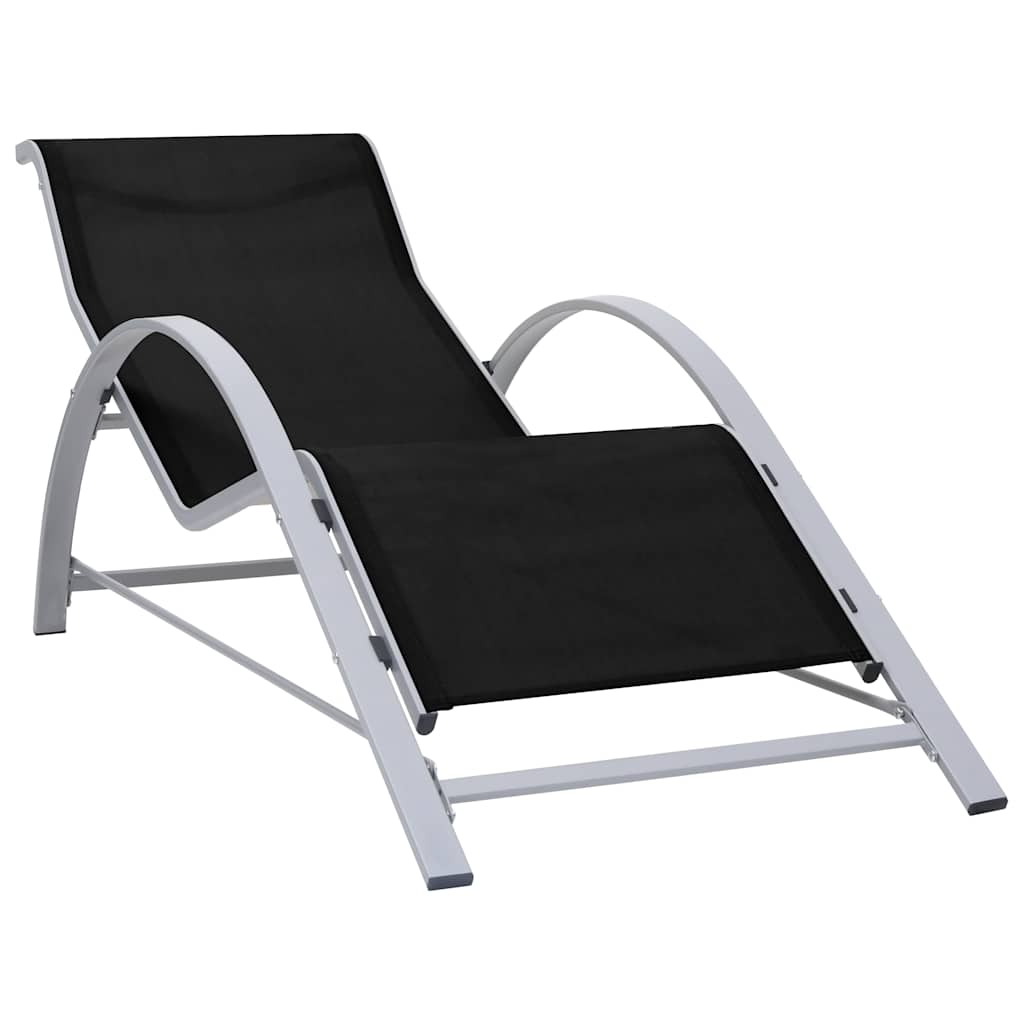 Sonnenliegen 2 Stk. mit Tisch Aluminium Schwarz