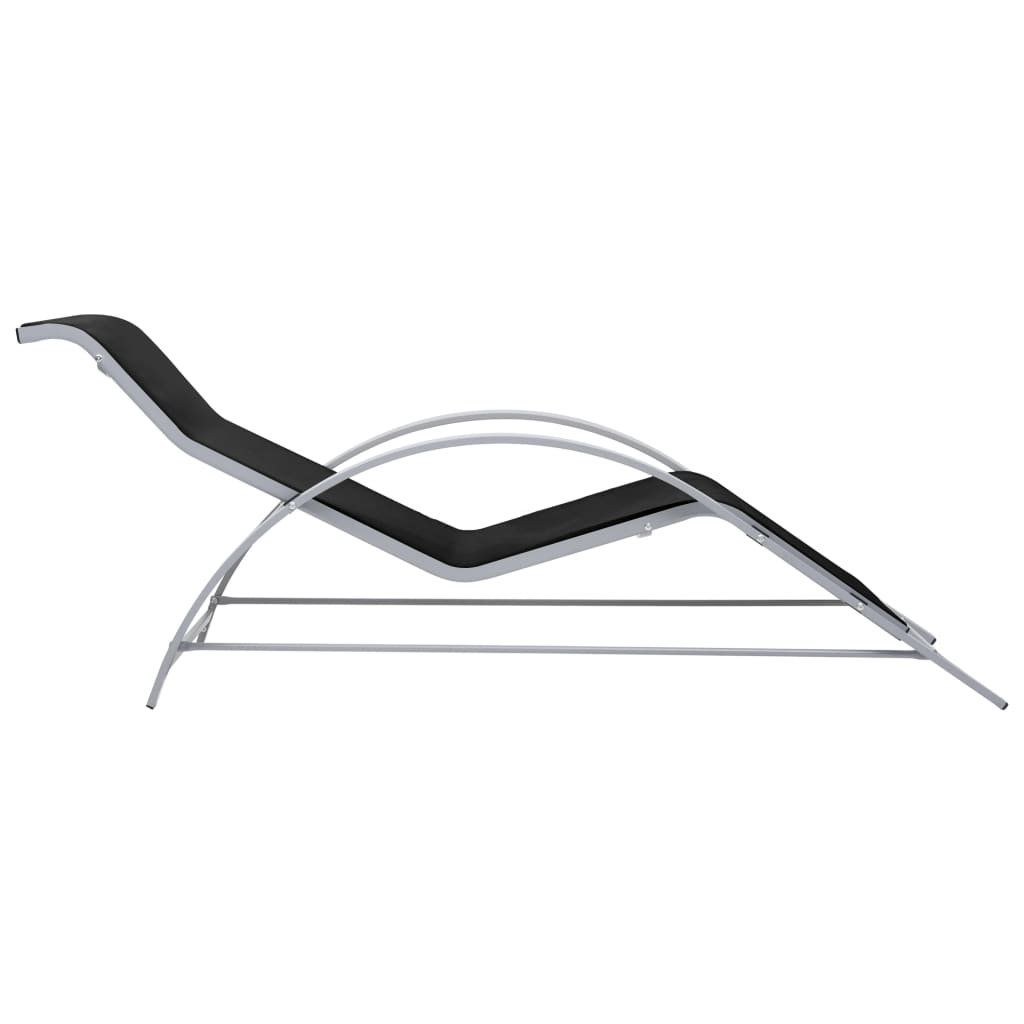 Chaises longues 2 pièces avec table en aluminium noir