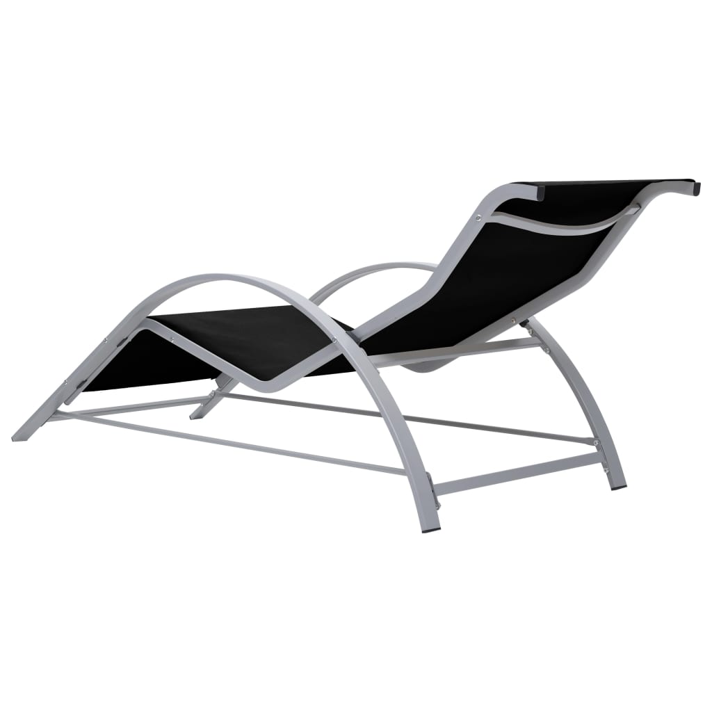 Chaises longues 2 pièces avec table en aluminium noir