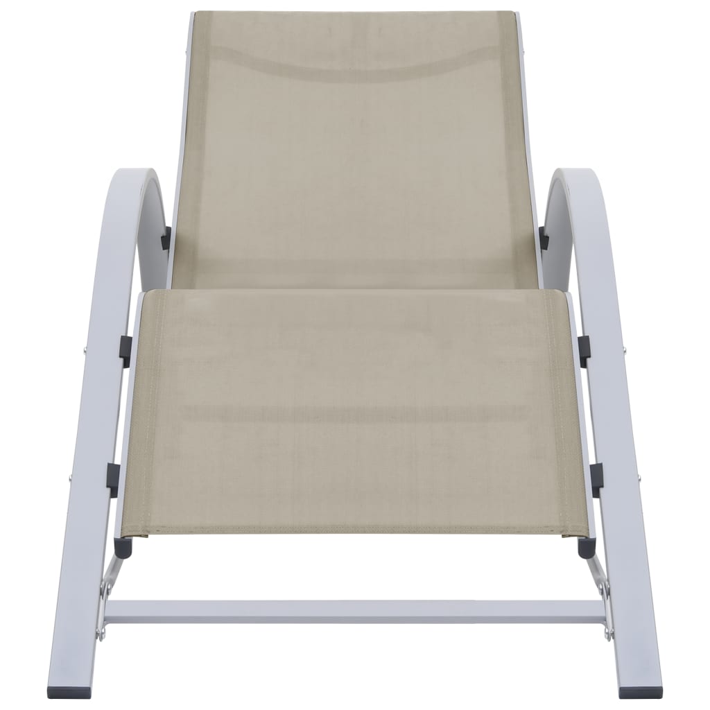Bain de soleil en textilène et aluminium blanc crème