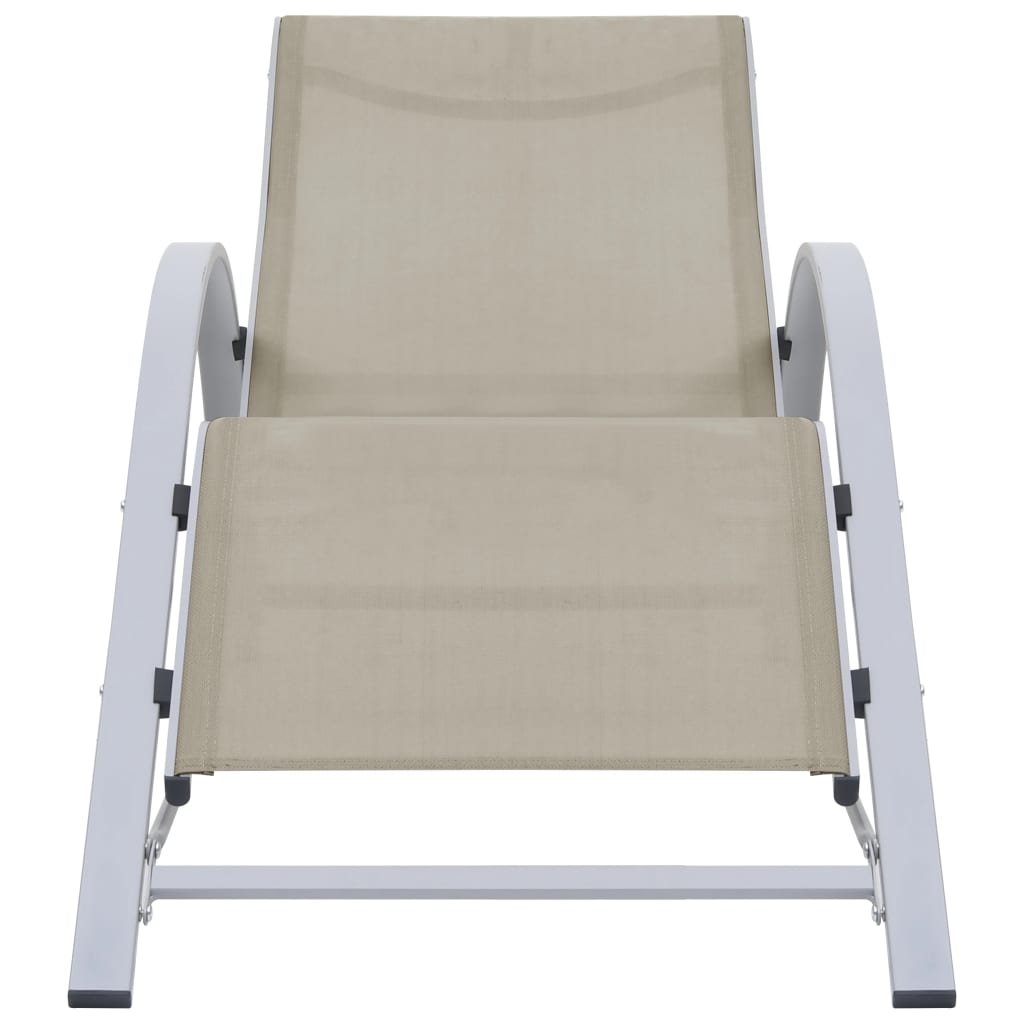 Chaises longues 2 pièces avec table en aluminium blanc crème