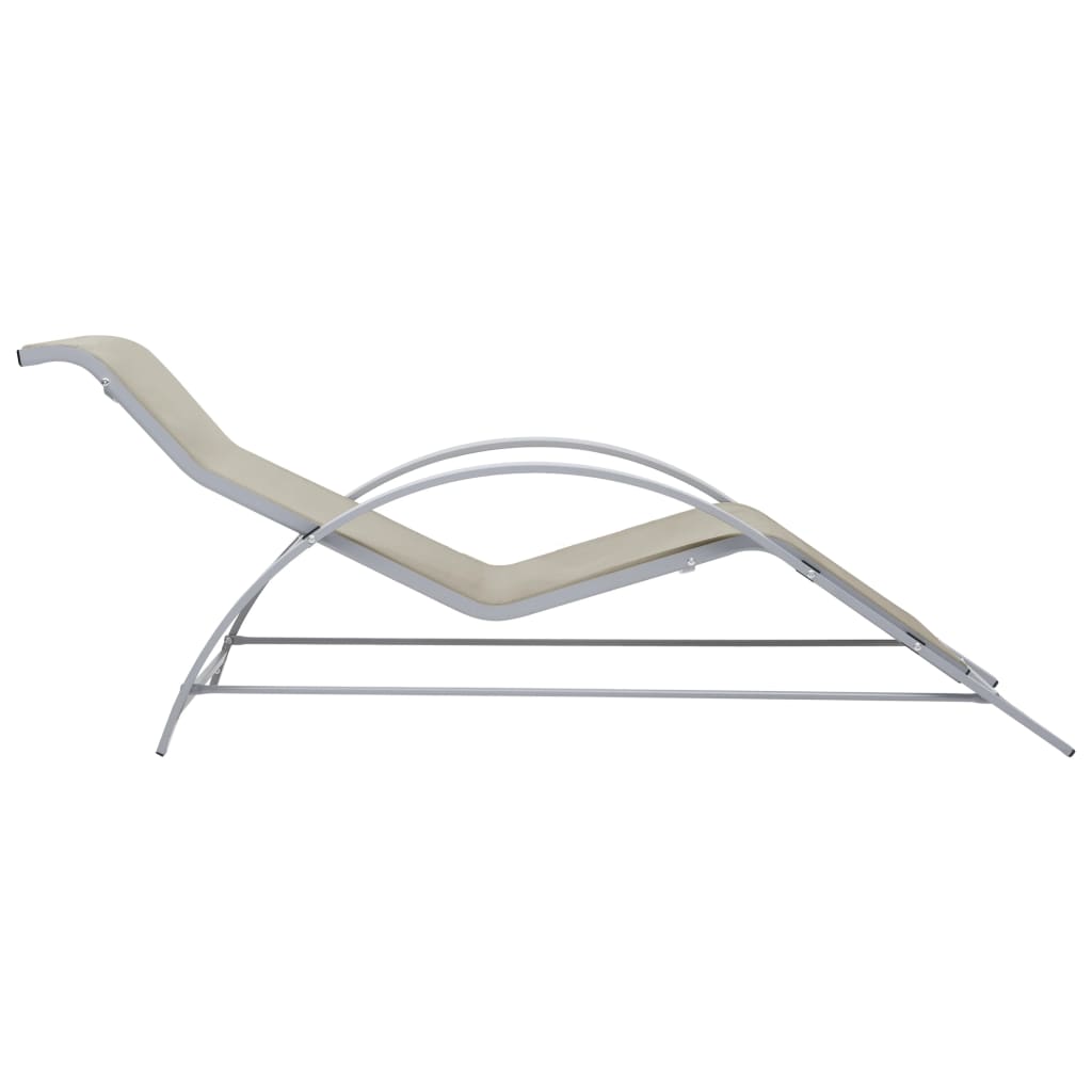 Chaises longues 2 pièces avec table en aluminium blanc crème