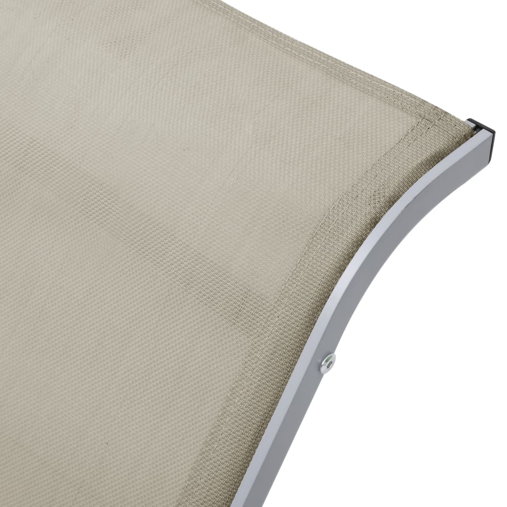 Chaises longues 2 pièces avec table en aluminium blanc crème