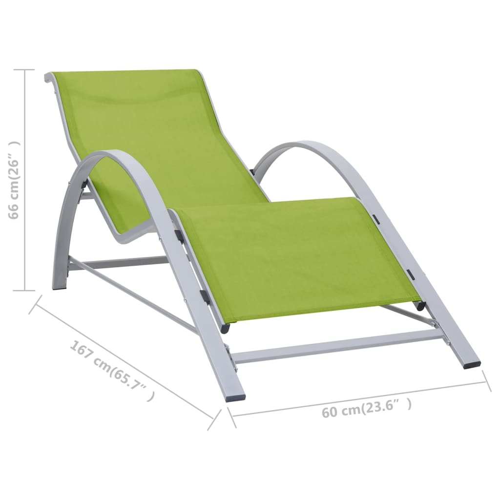 Bain de soleil en textilène et aluminium vert