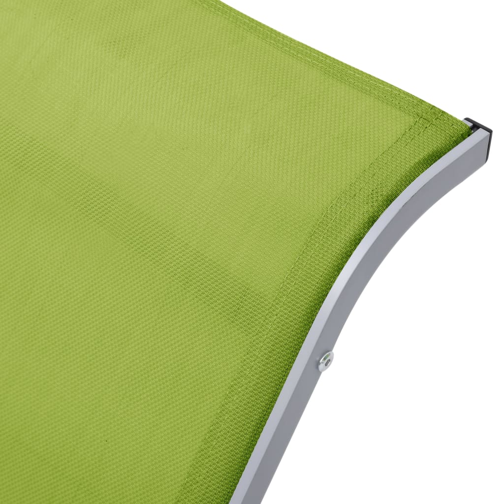 Chaises longues 2 pièces avec table en aluminium vert