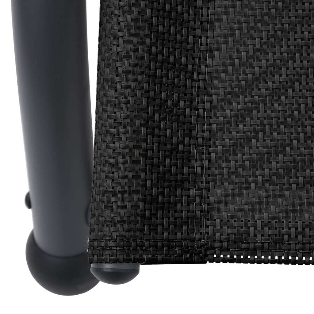 Double sun lounger with sun canopy Textilene Black