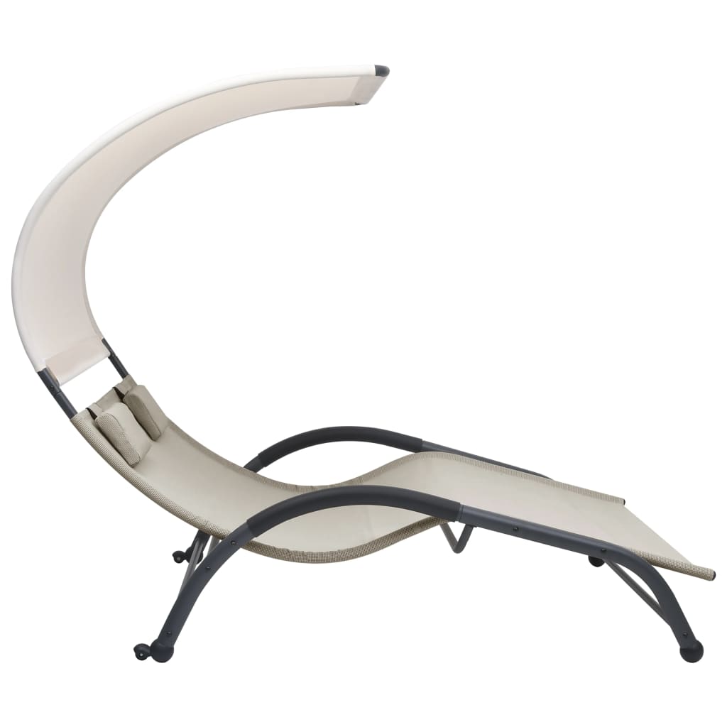 Double sun lounger with sun canopy Textilene Cream