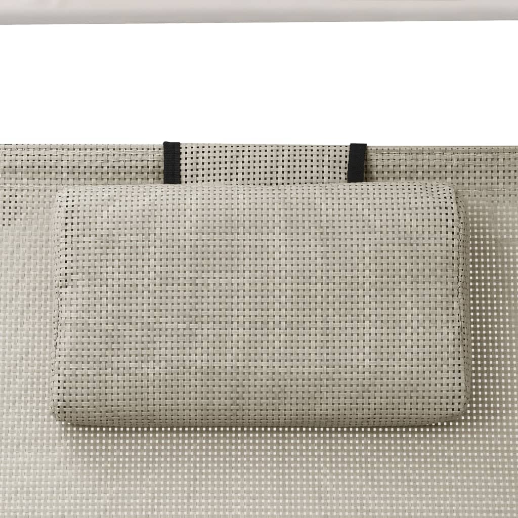 Double sun lounger with sun canopy Textilene Cream