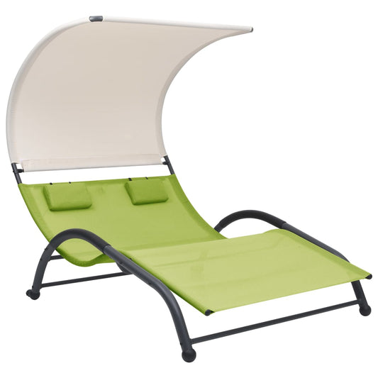 Bain de soleil double avec pare-soleil en textilène vert