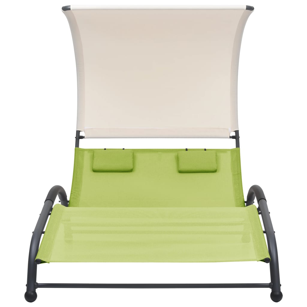 Bain de soleil double avec pare-soleil en textilène vert